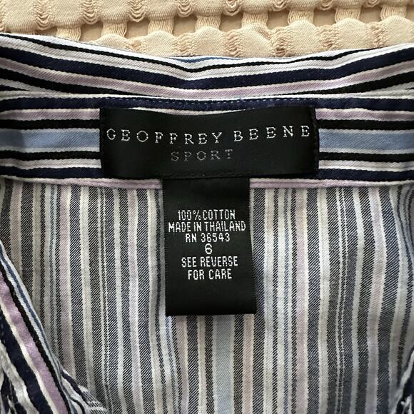 Geoffrey Beene Sport Button Up Cotton Shirt Striped Long Sleeve Collared 90s Y2K - Picture 2 of 9